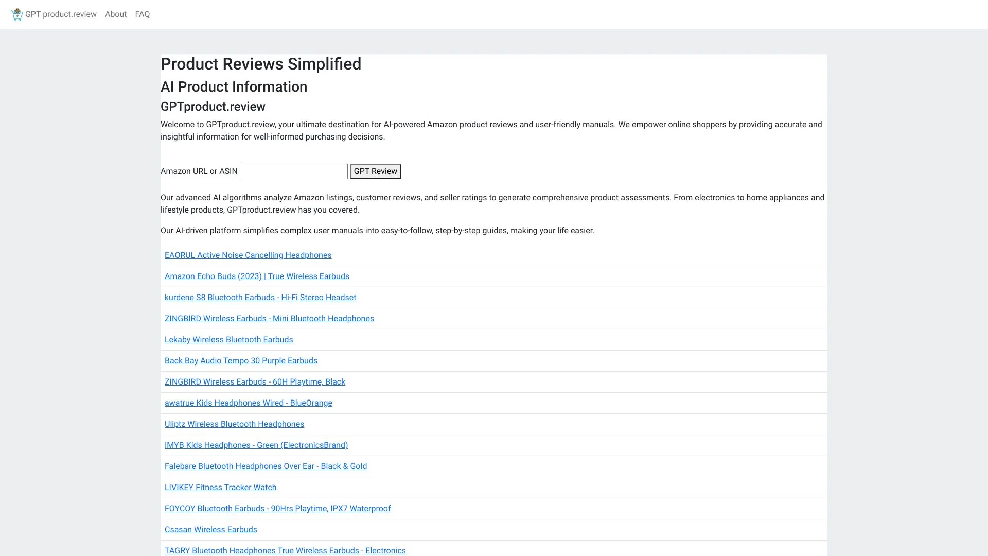 GPTproduct.review screenshot