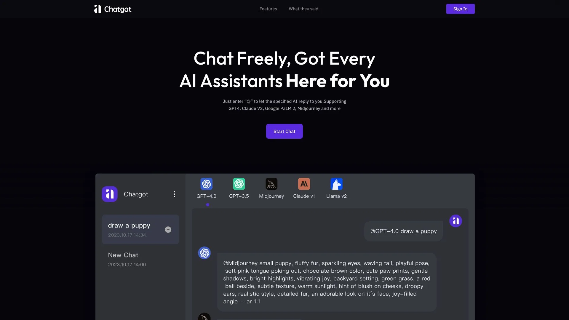 Chatgot screenshot