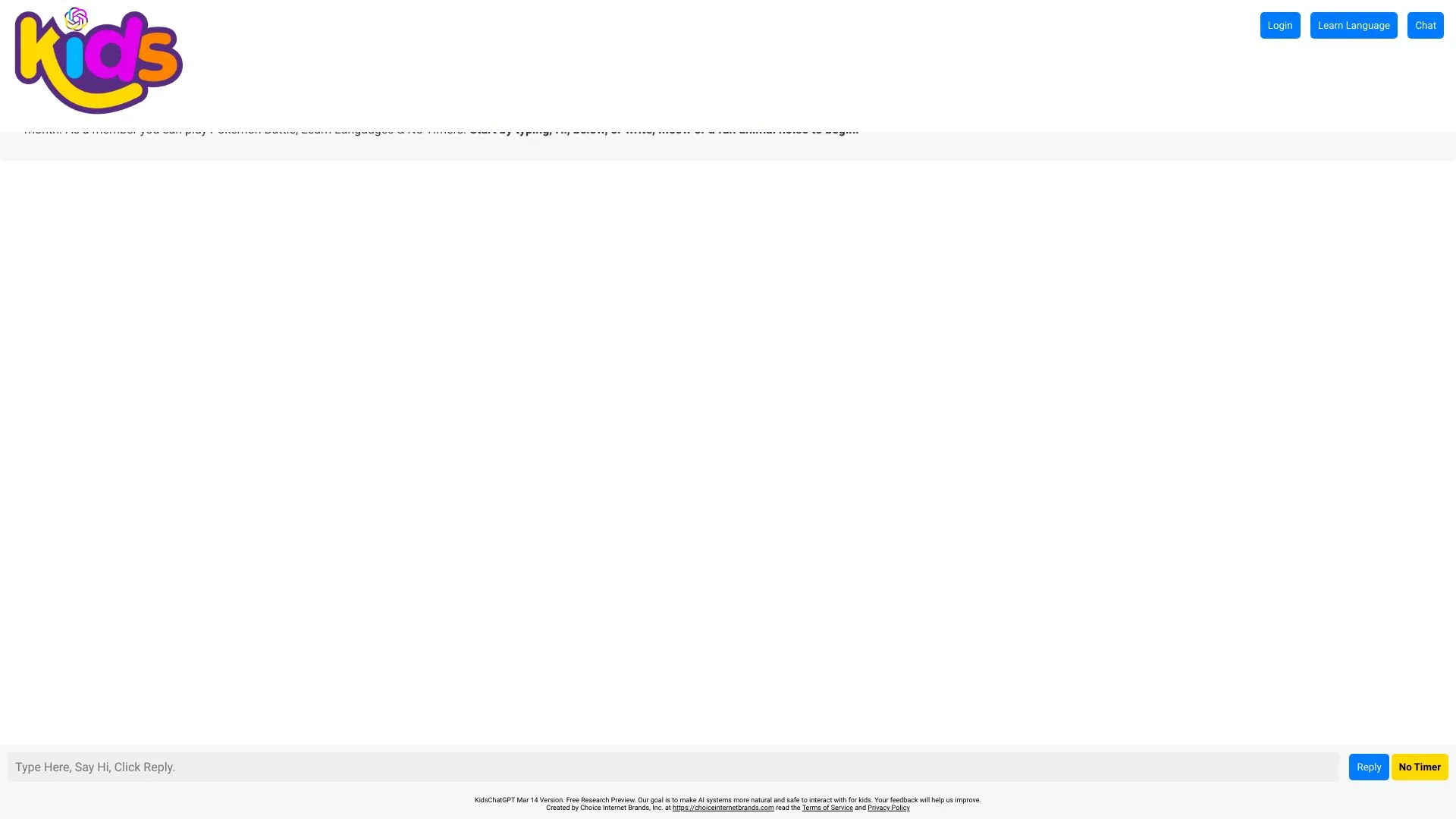 Kids ChatGPT screenshot