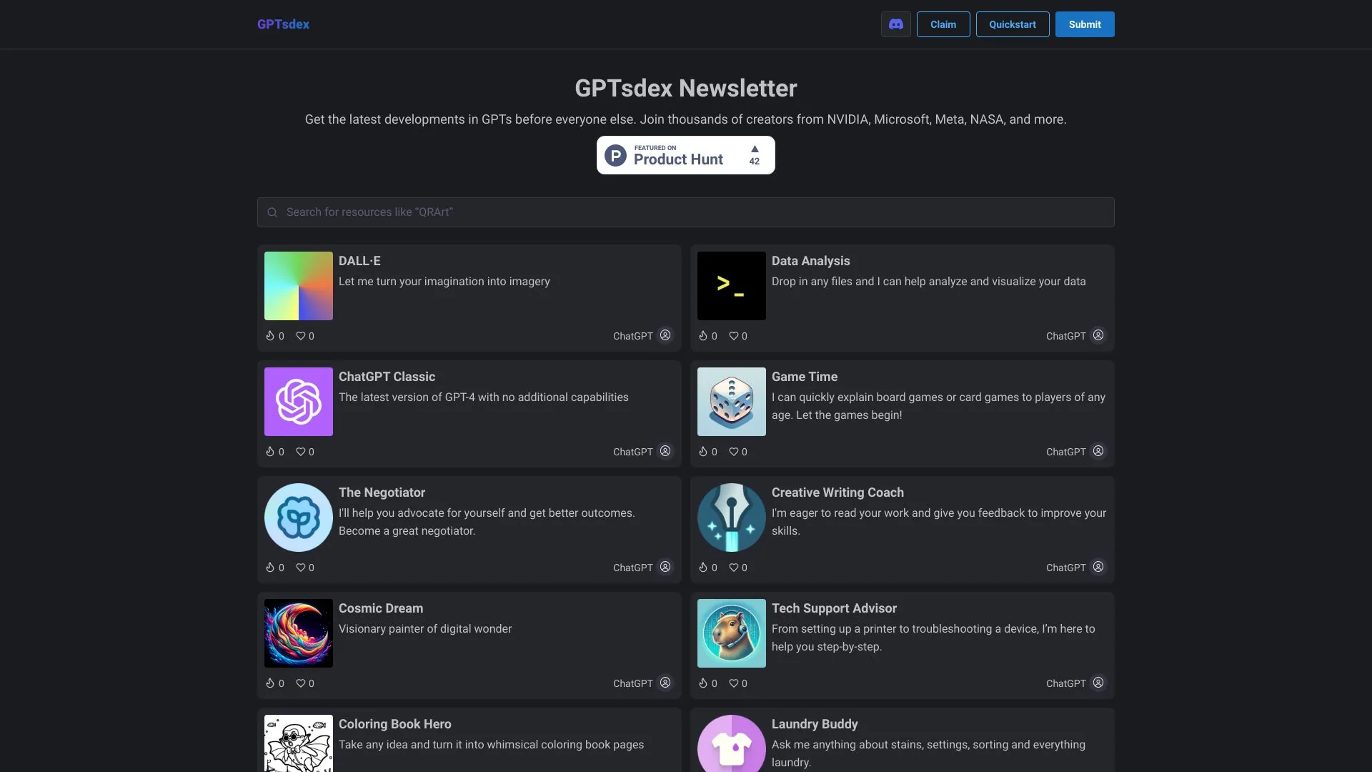 GPTsdex screenshot
