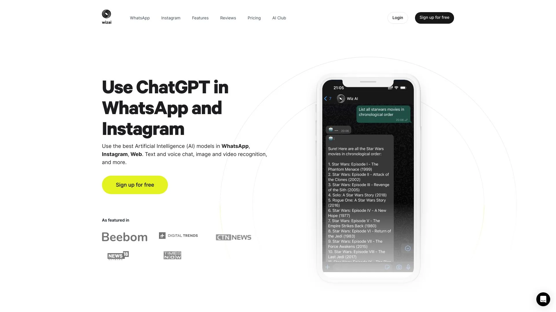 WizAI - ChatGPT for WhatsApp & Instagram screenshot