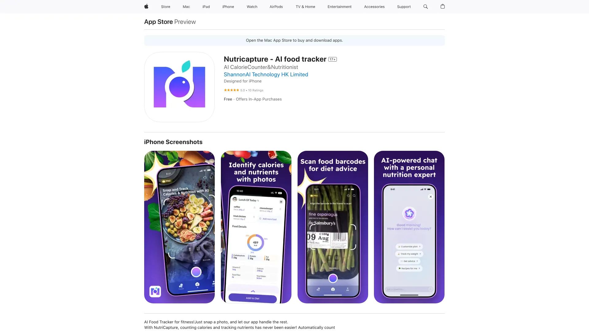 Nutricapture screenshot