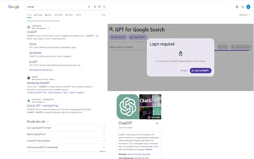 ChatGPT Google Search Extension screenshot