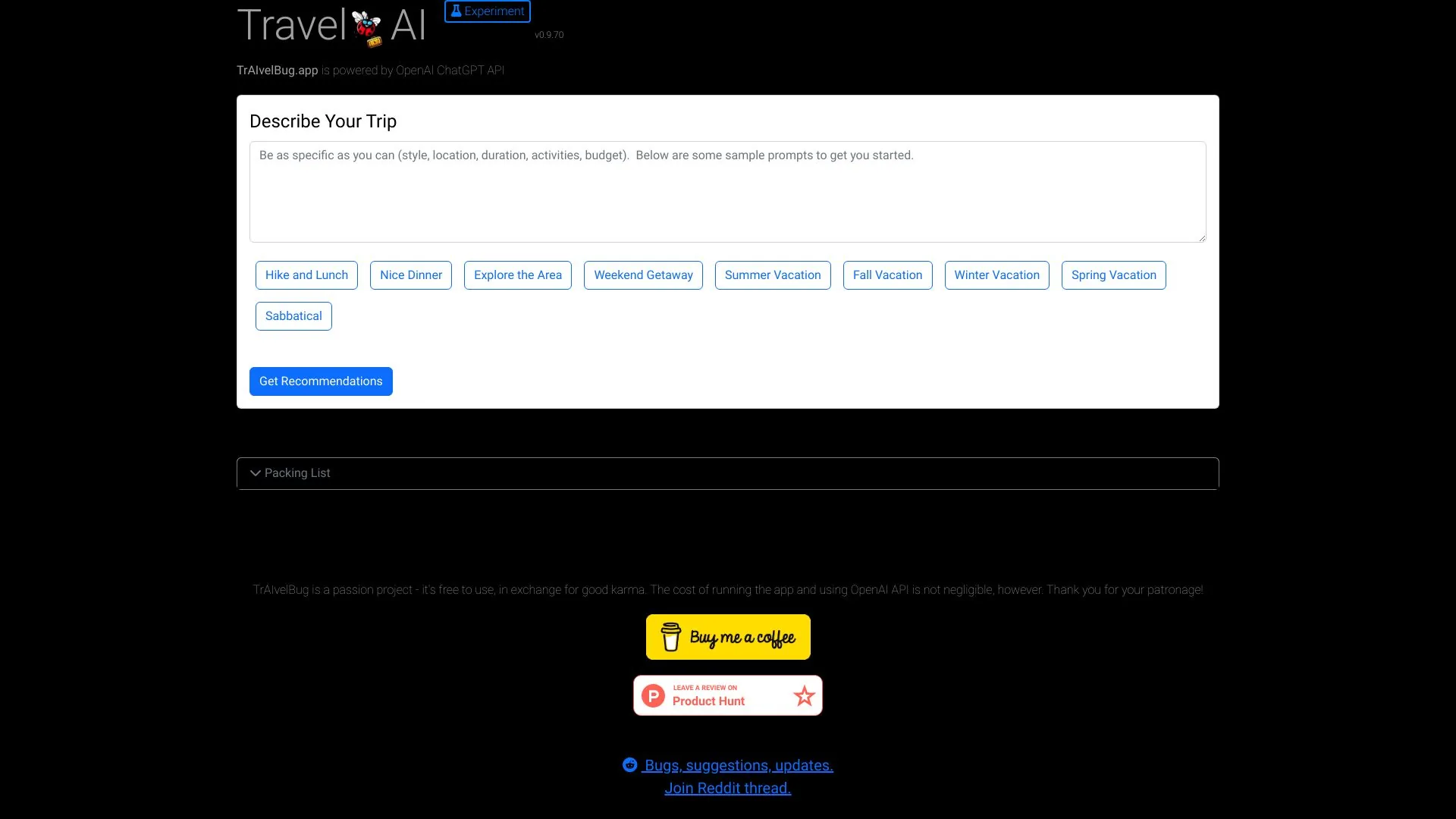 Voyage AI - AI Travel Planner Powered by ChatGPT screenshot