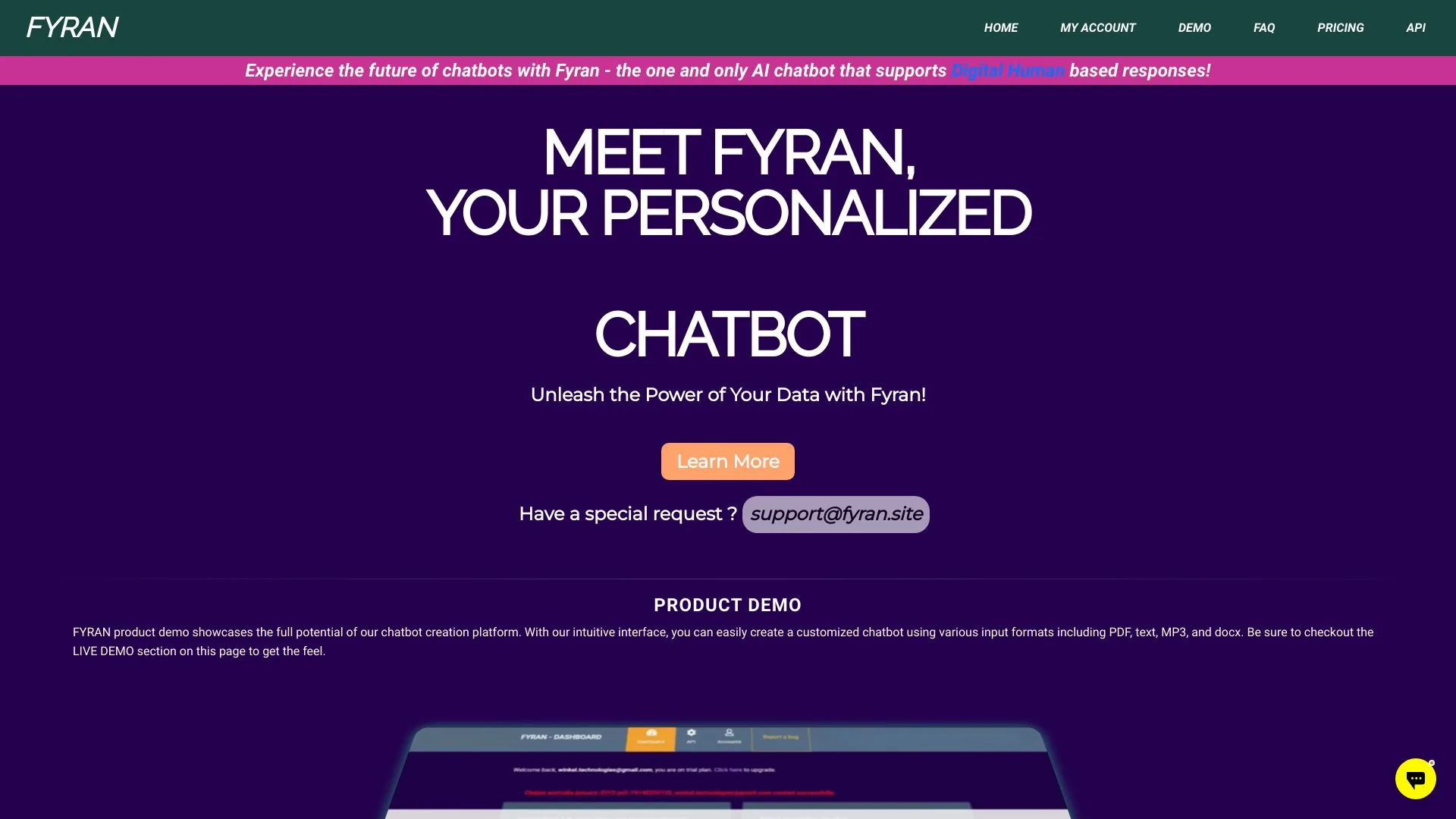 FYRAN - Revolutionary Chatbot Solution! screenshot