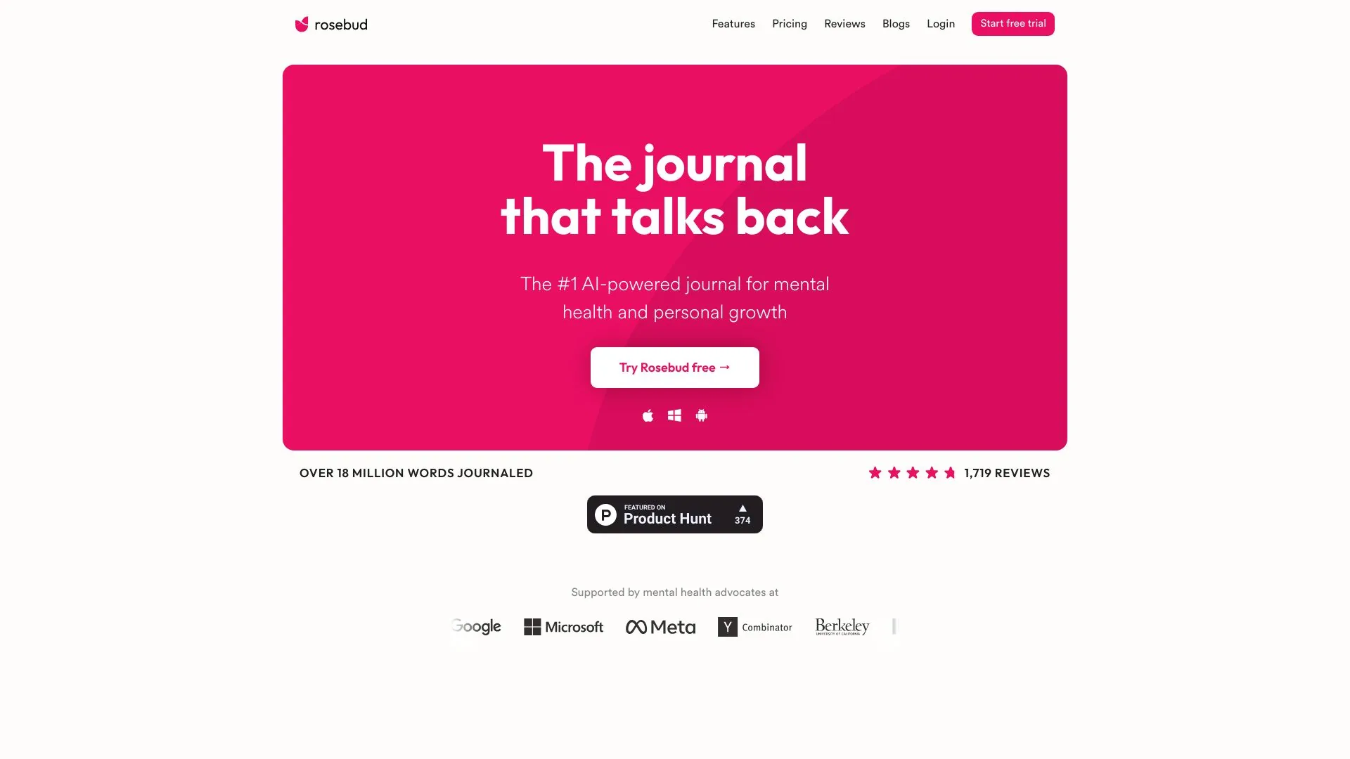 Rosebud - AI Journal for Personal Growth screenshot