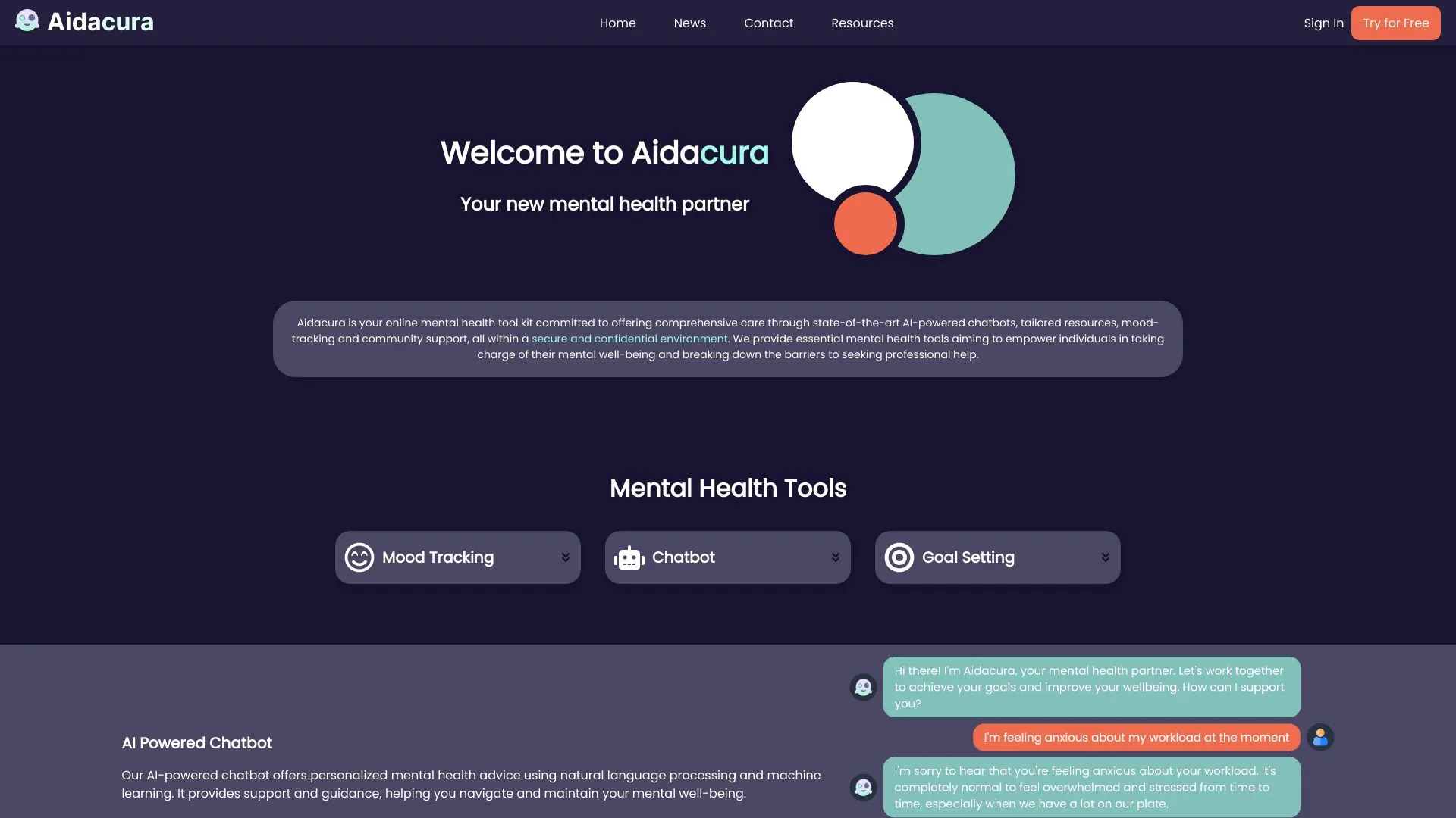 Aidacura - 为在线疗法和支持提供您的心理健康工具包 screenshot