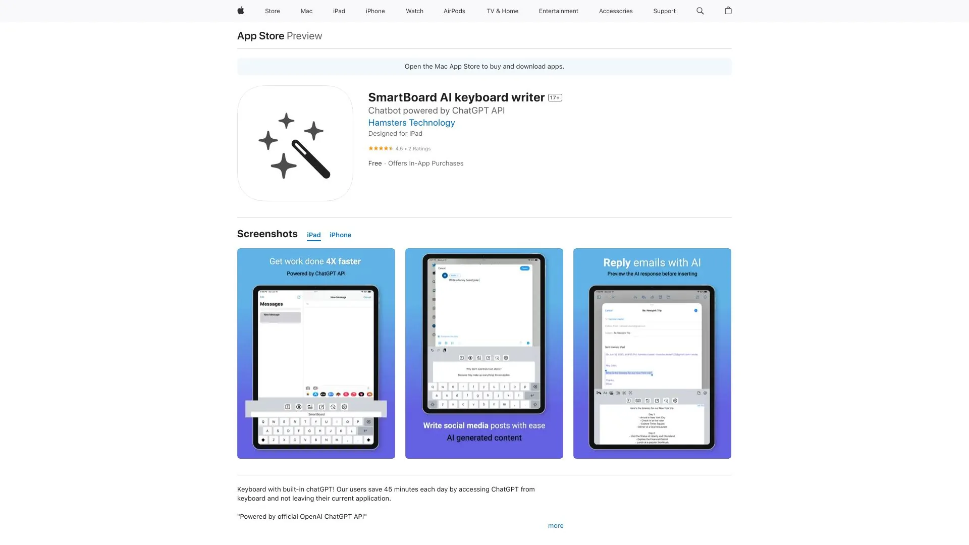 ChatGPT API screenshot