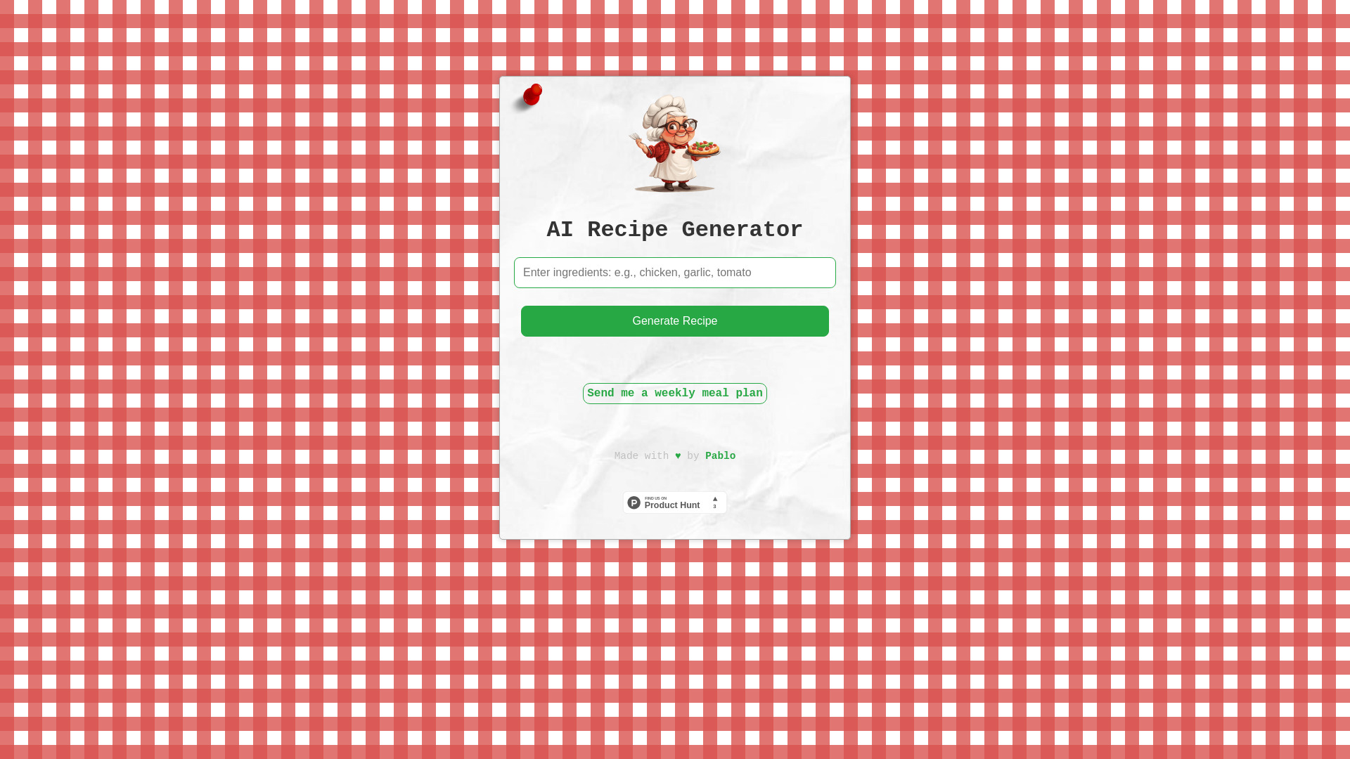 AI Recipe Generator screenshot
