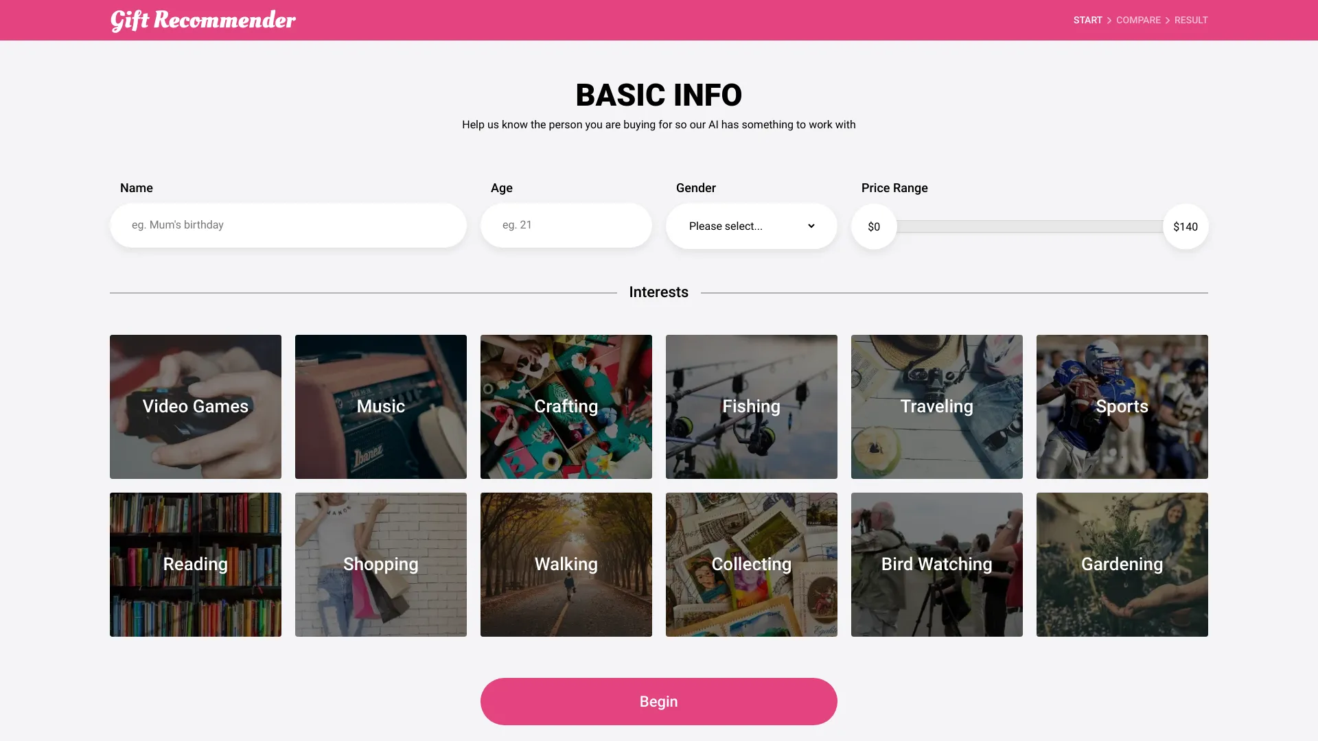 Gift Recommender screenshot
