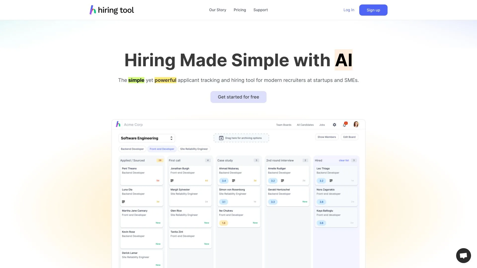 Hiring Tool screenshot