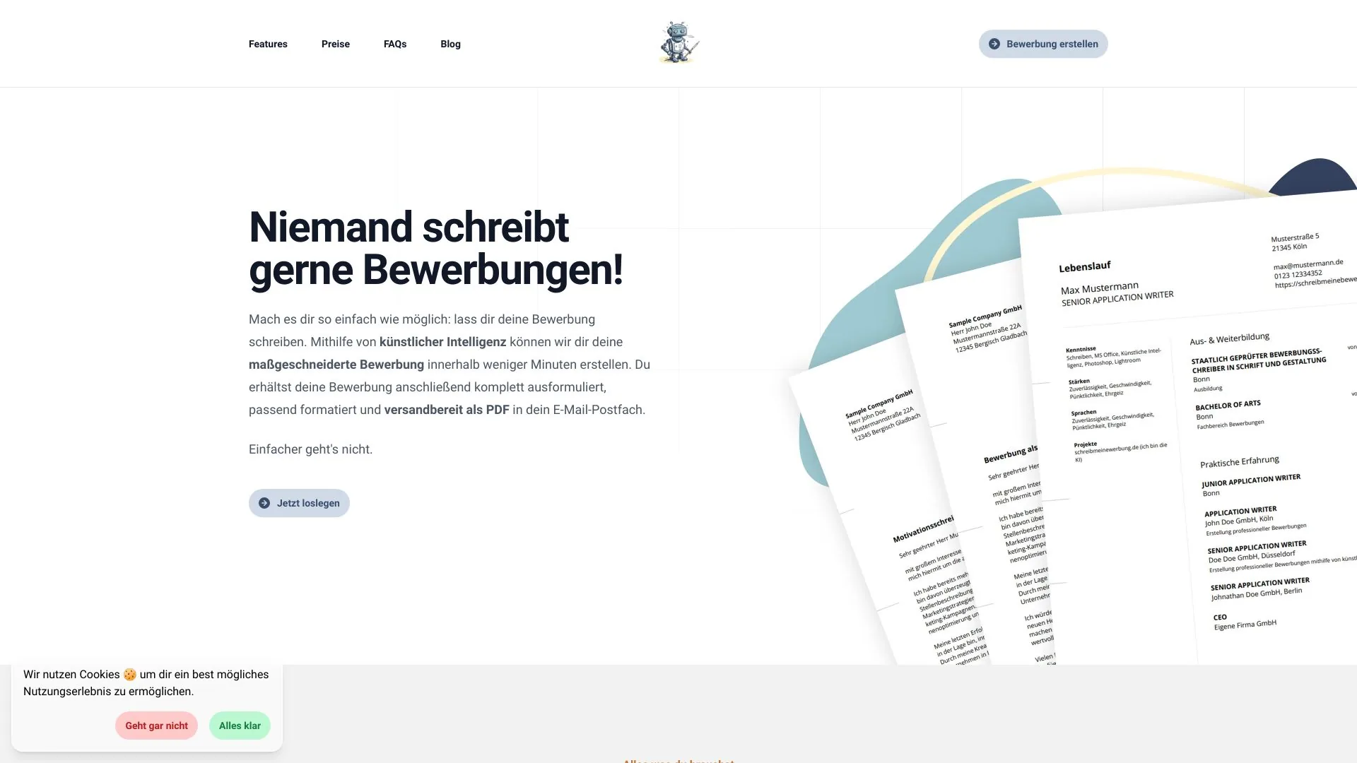 Schreibmeinebewerbung.de screenshot