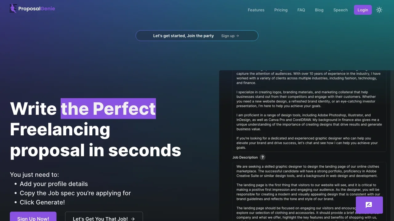 Proposal Genie screenshot