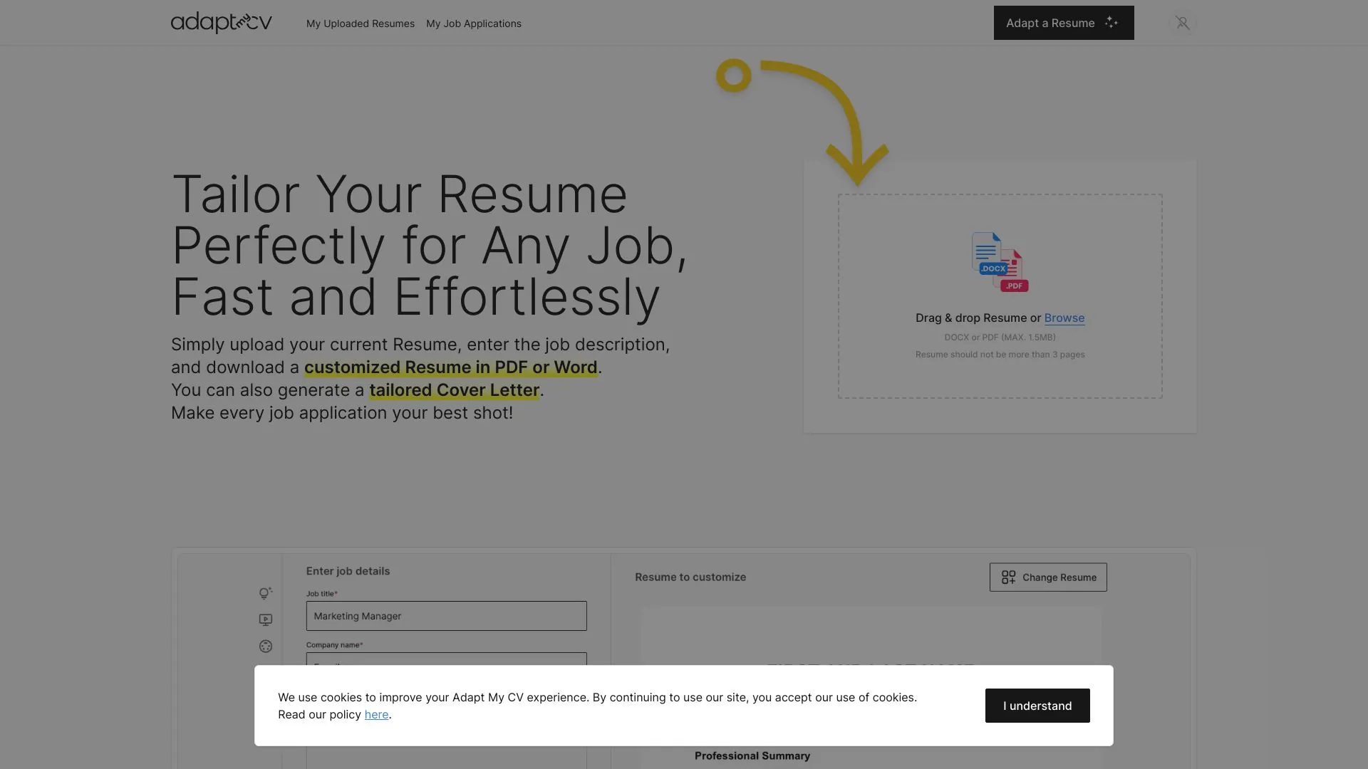 Adapt My CV screenshot