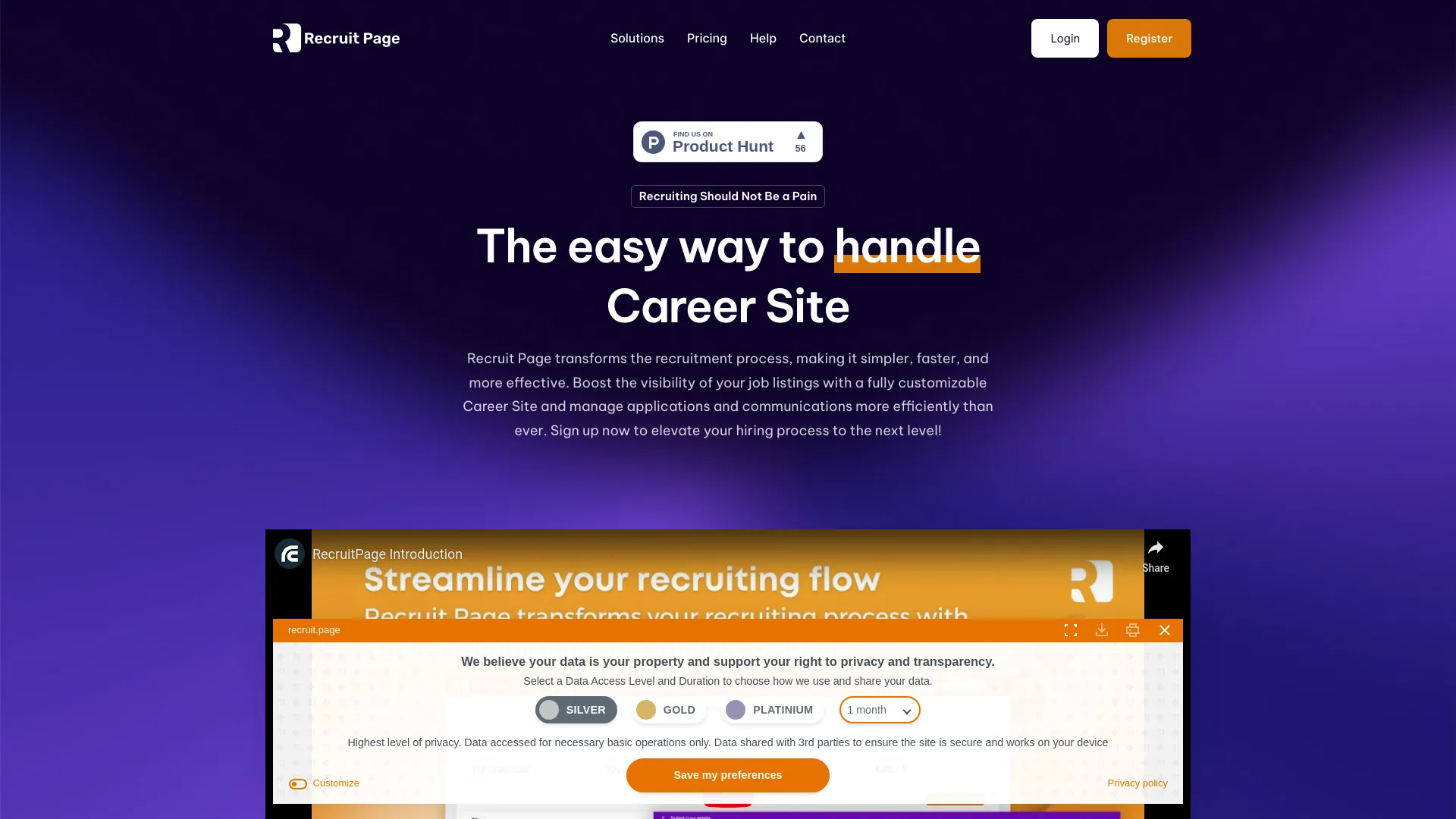 Recruit Page screenshot