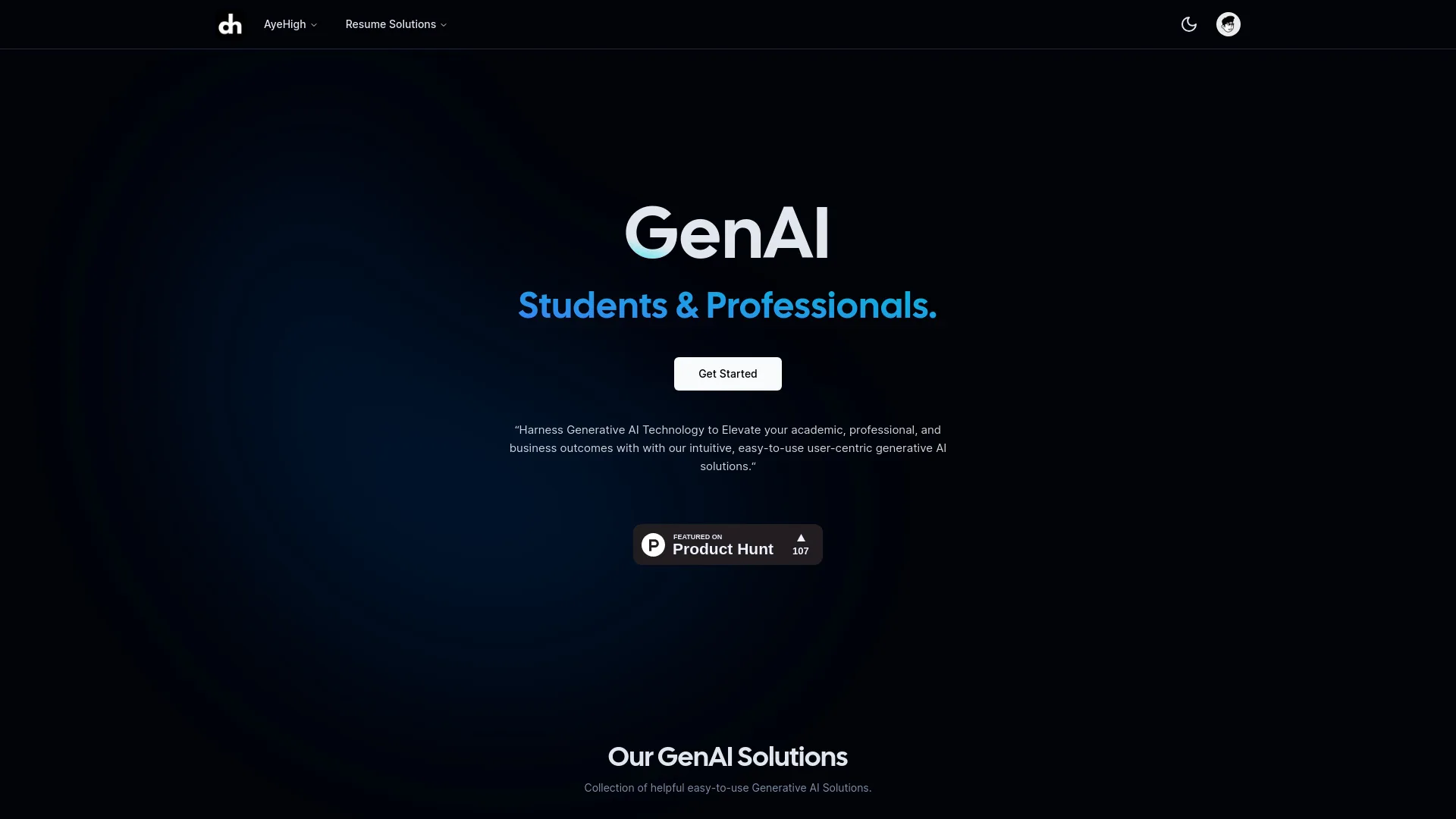 AyeHigh GenAI Solutions Suite screenshot