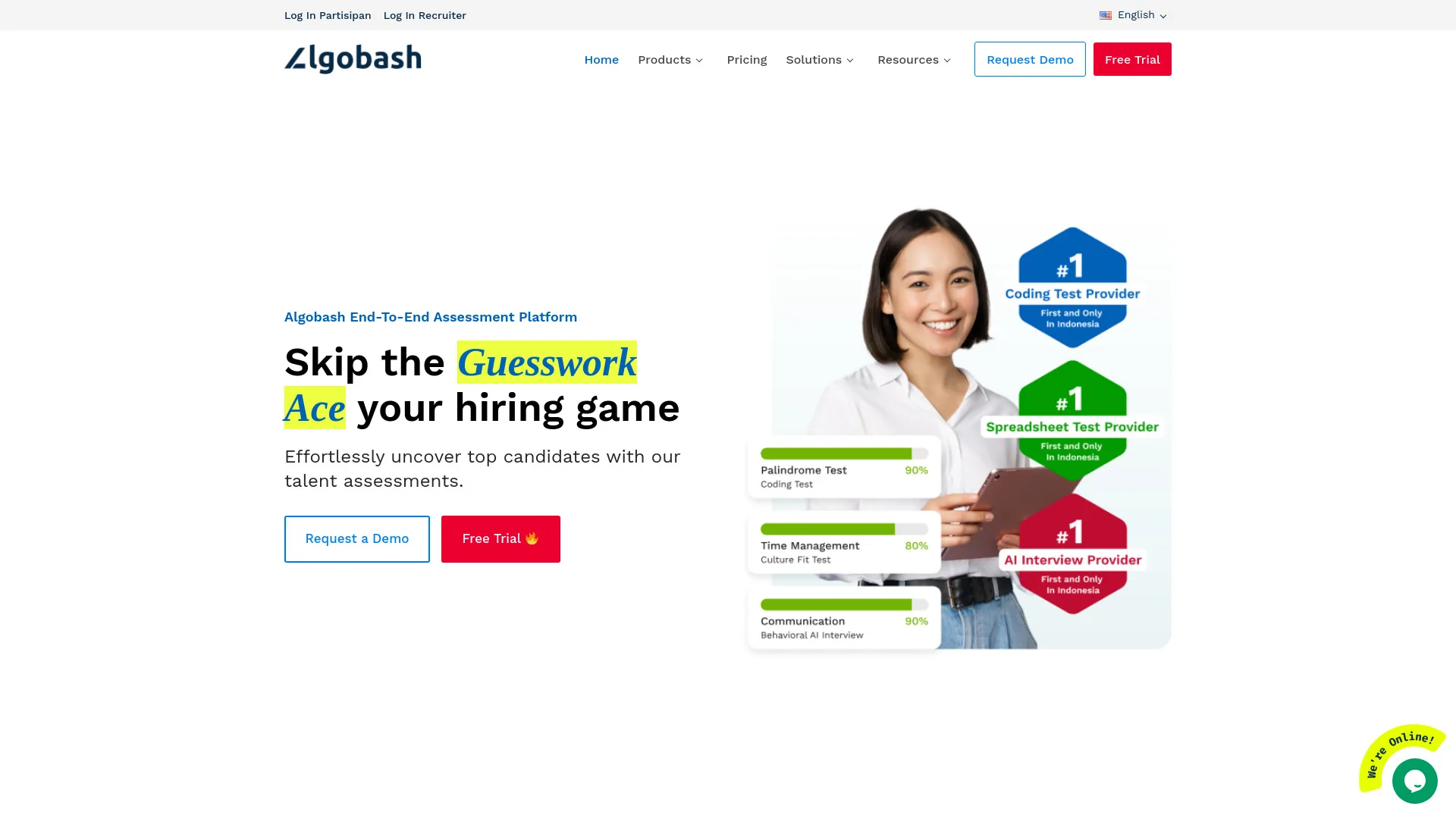 Algobash End-To-End Assessment Platform screenshot