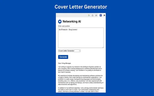 Networking AI - Cover Letter Generator & Resume Builder screenshot
