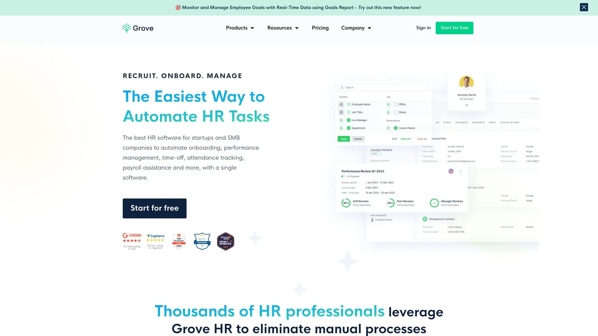 Grove HR screenshot