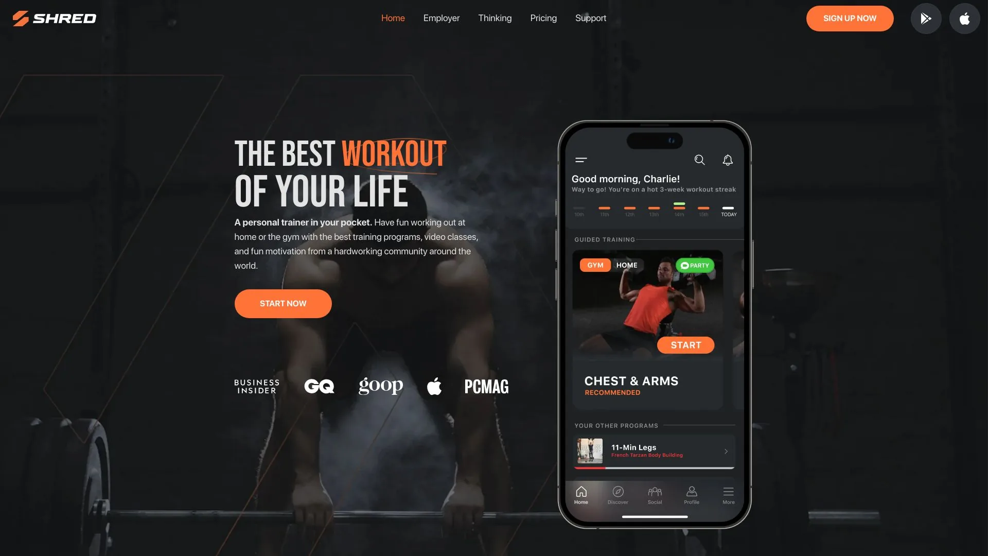 SHRED: Home & Gym Workouts App screenshot