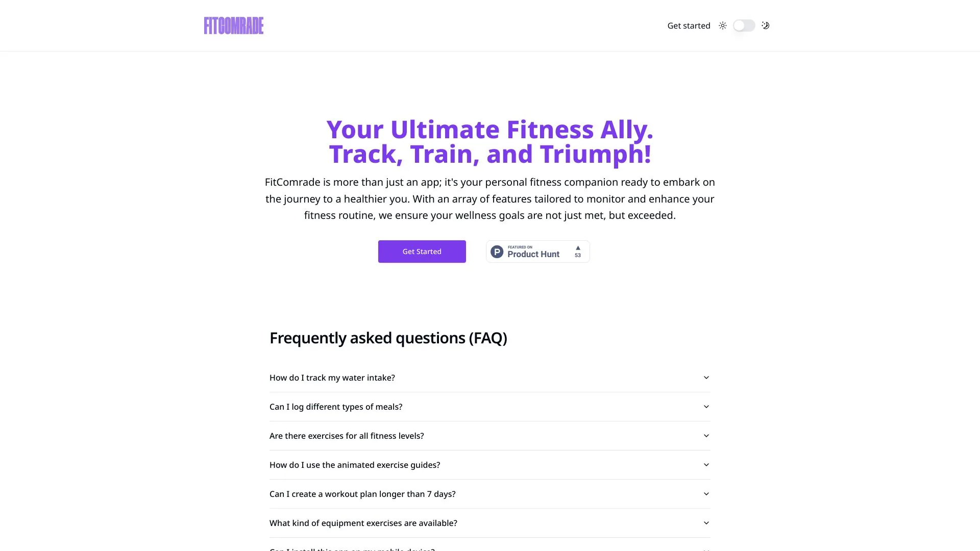 FitComrade screenshot