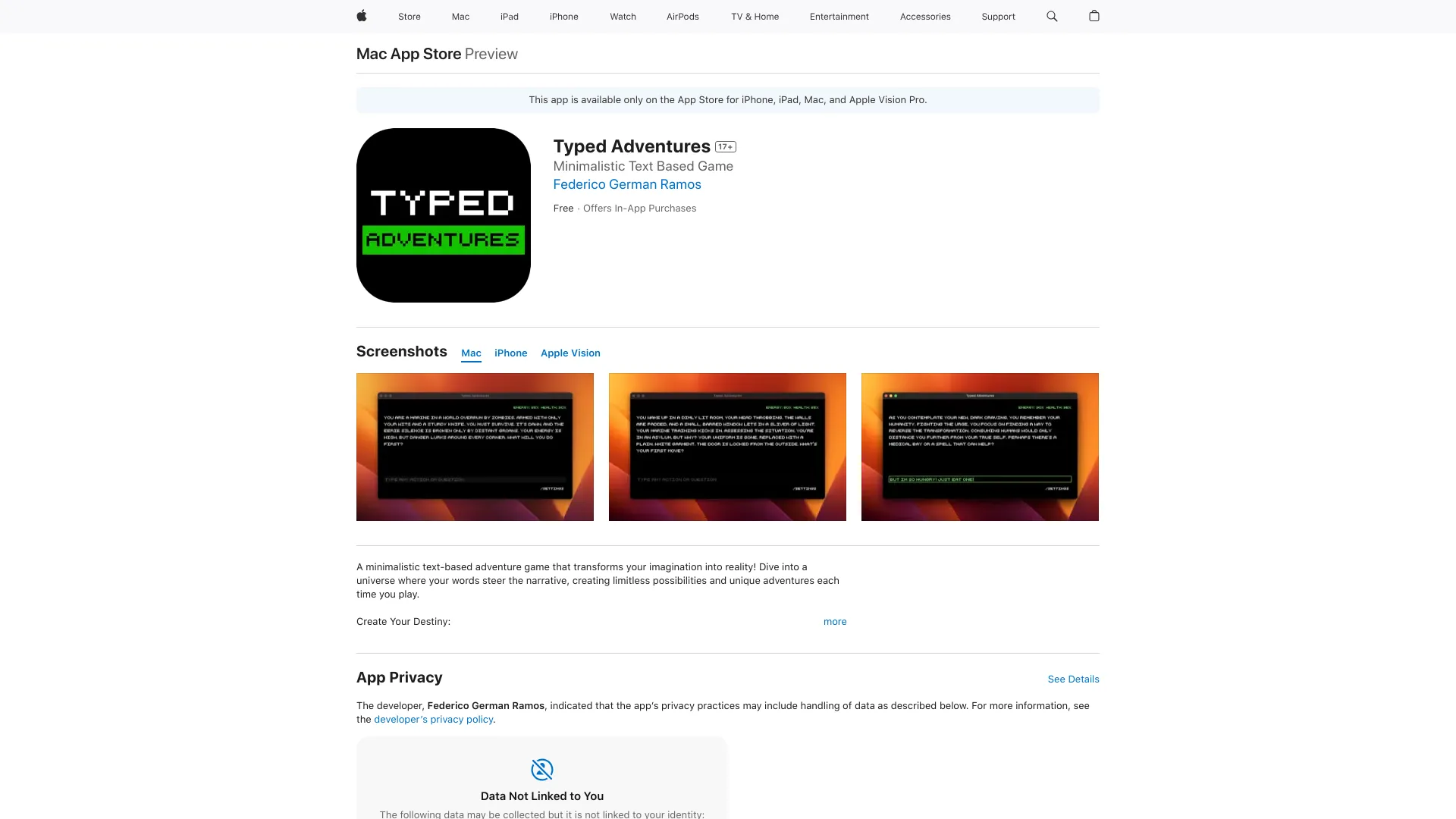 Typed Adventures screenshot