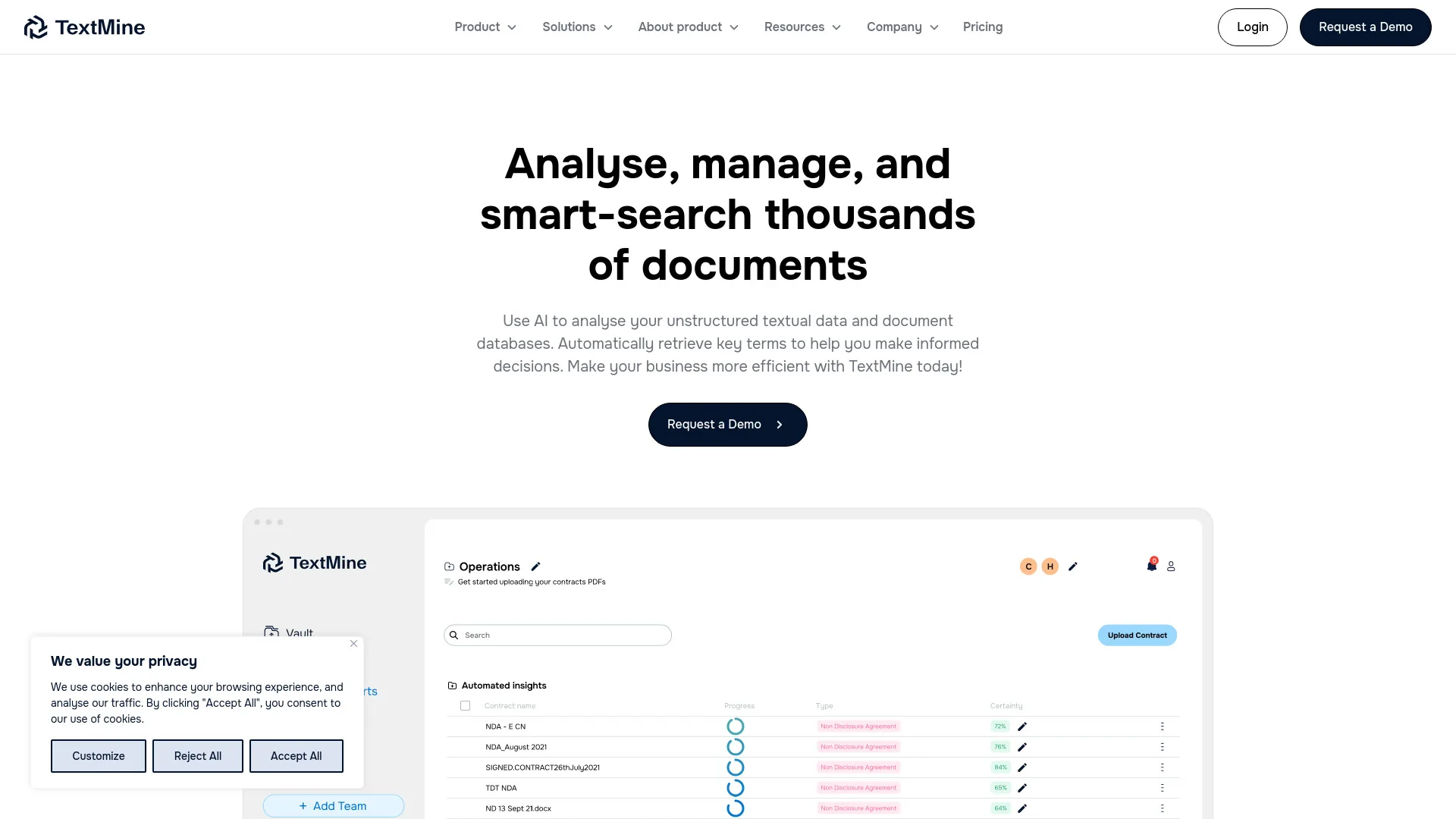 TextMine: AI Powered Knowledge Base screenshot
