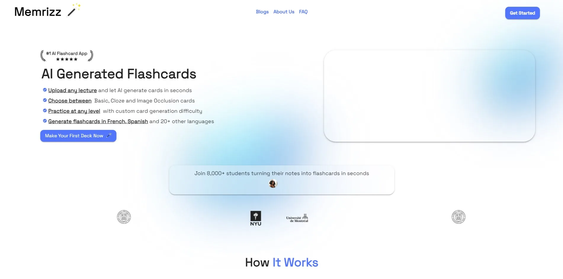 AI Flashcard Generator - Memrizz screenshot
