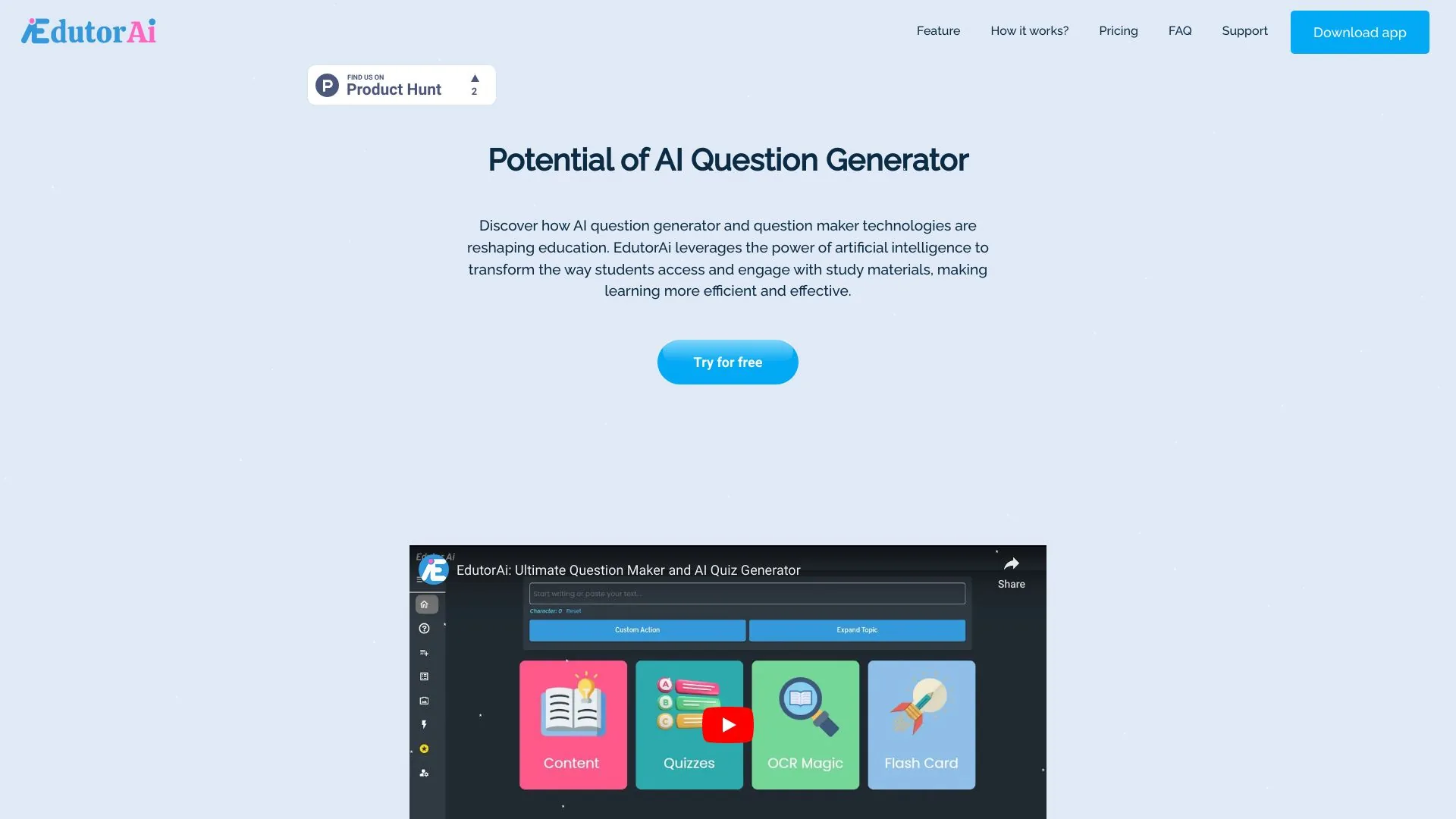 EdutorAI - AI question generator screenshot