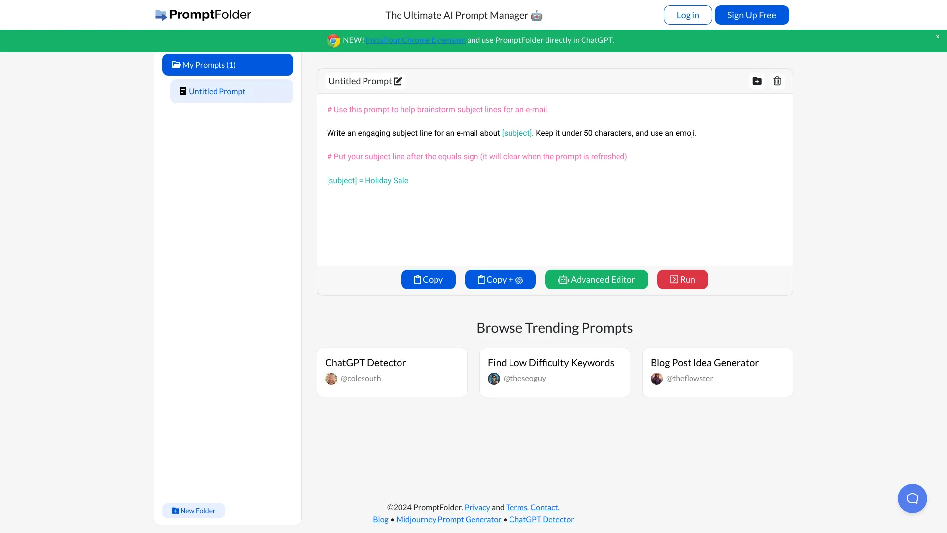 PromptFolder screenshot