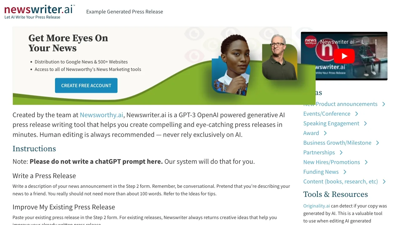 Newswriter.ai screenshot