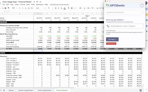 GPTSheets screenshot