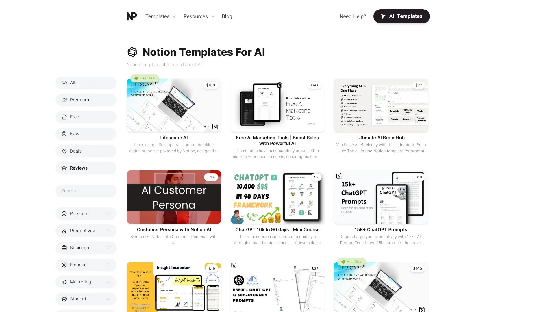 Notion Templates For AI screenshot