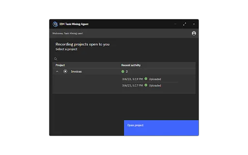 IBM Task Mining Support Extension screenshot