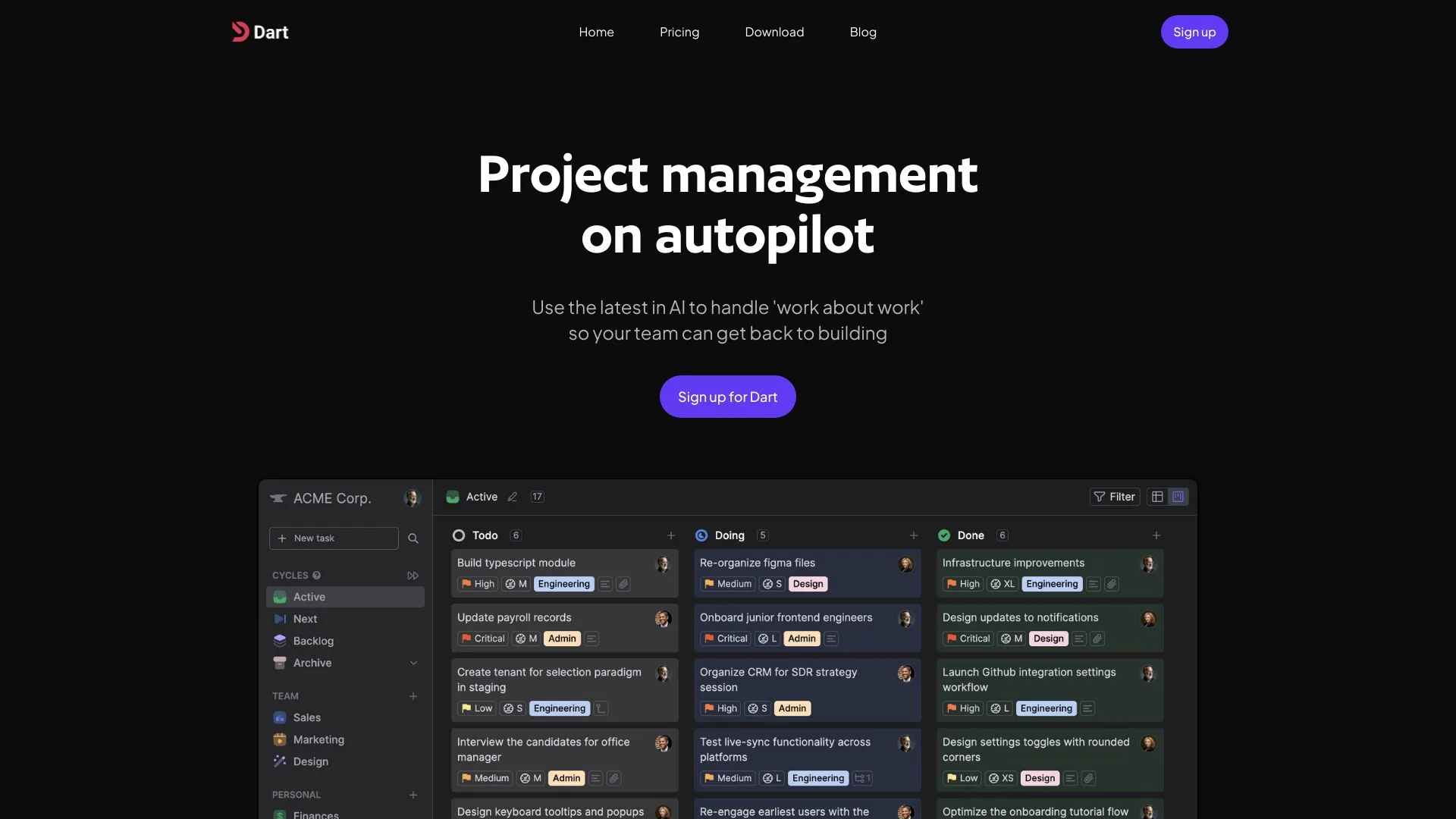 Dart - Autonomous Project Management screenshot