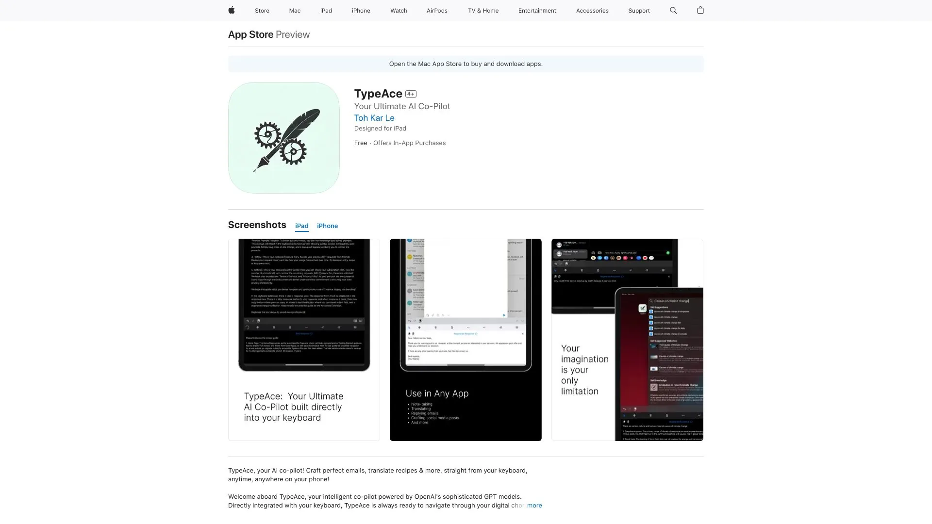 TypeAce screenshot