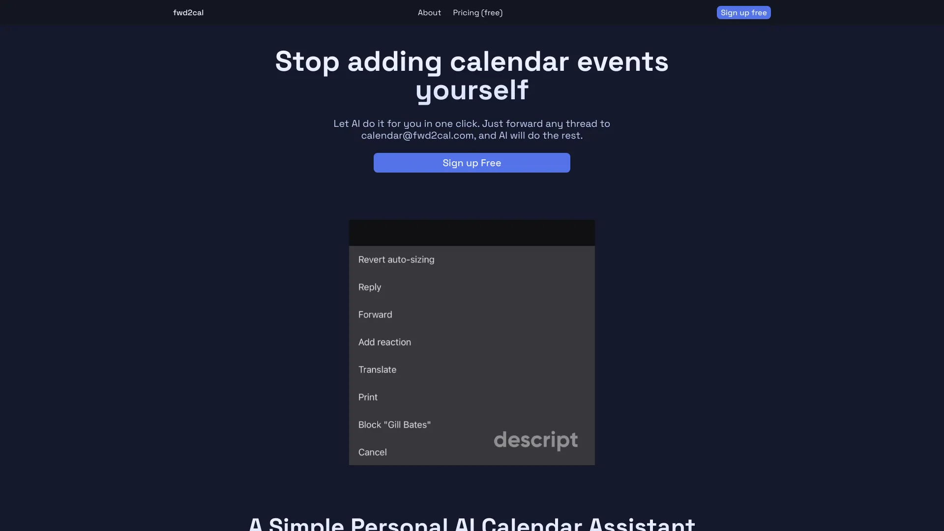 fwd2cal screenshot