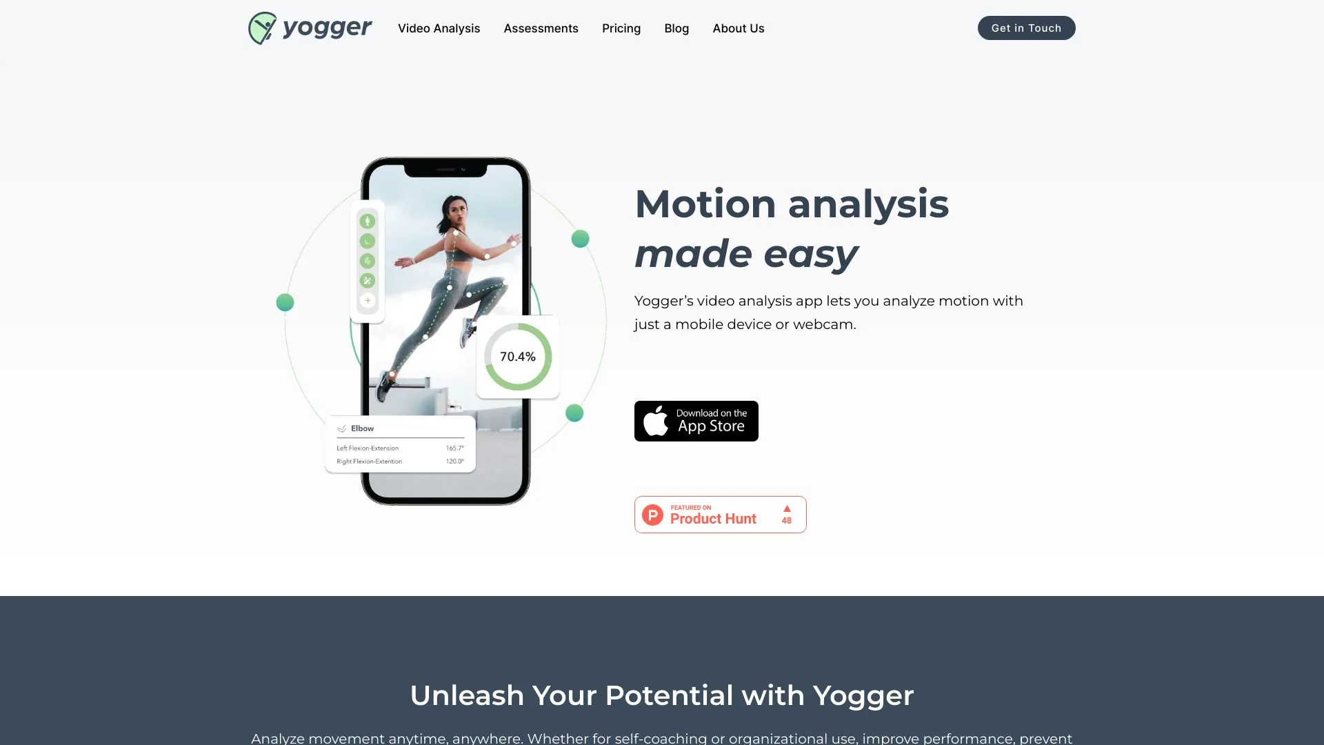 Yogger | 视频分析应用和人工智能动作筛查 screenshot