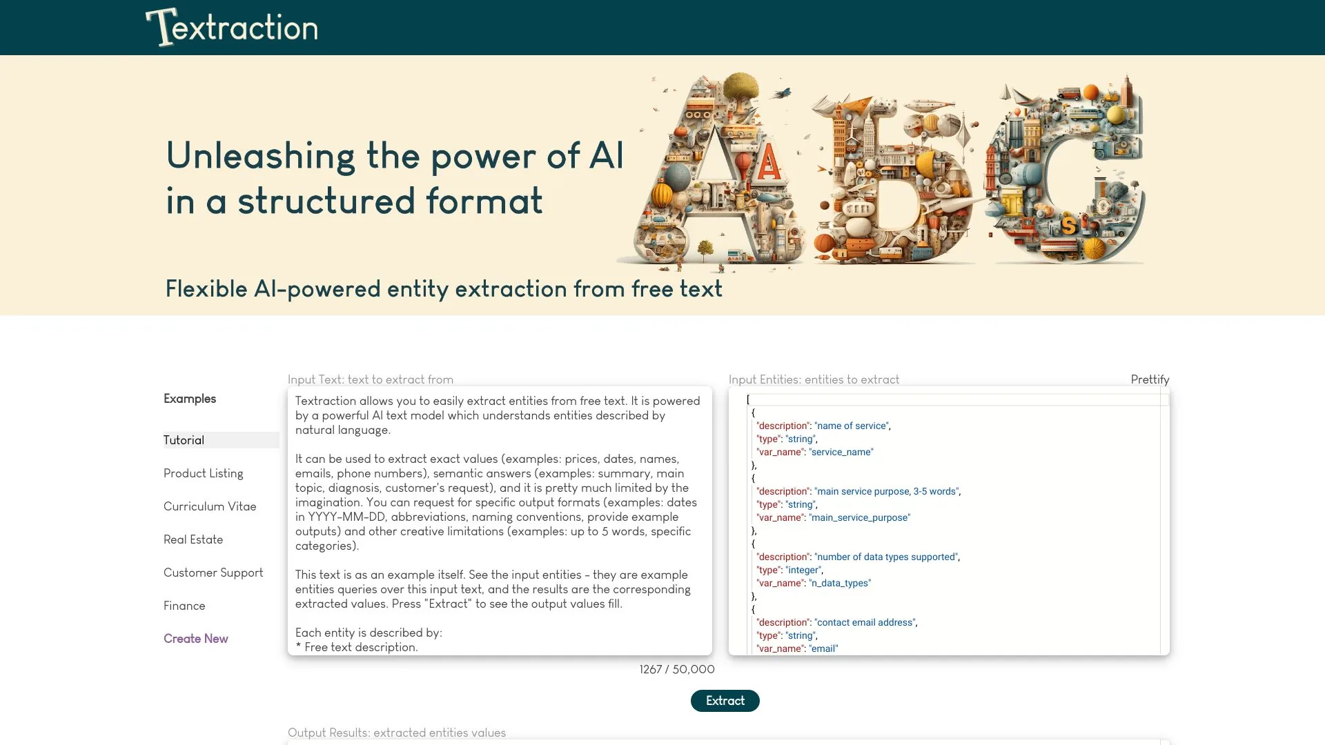 Textraction screenshot