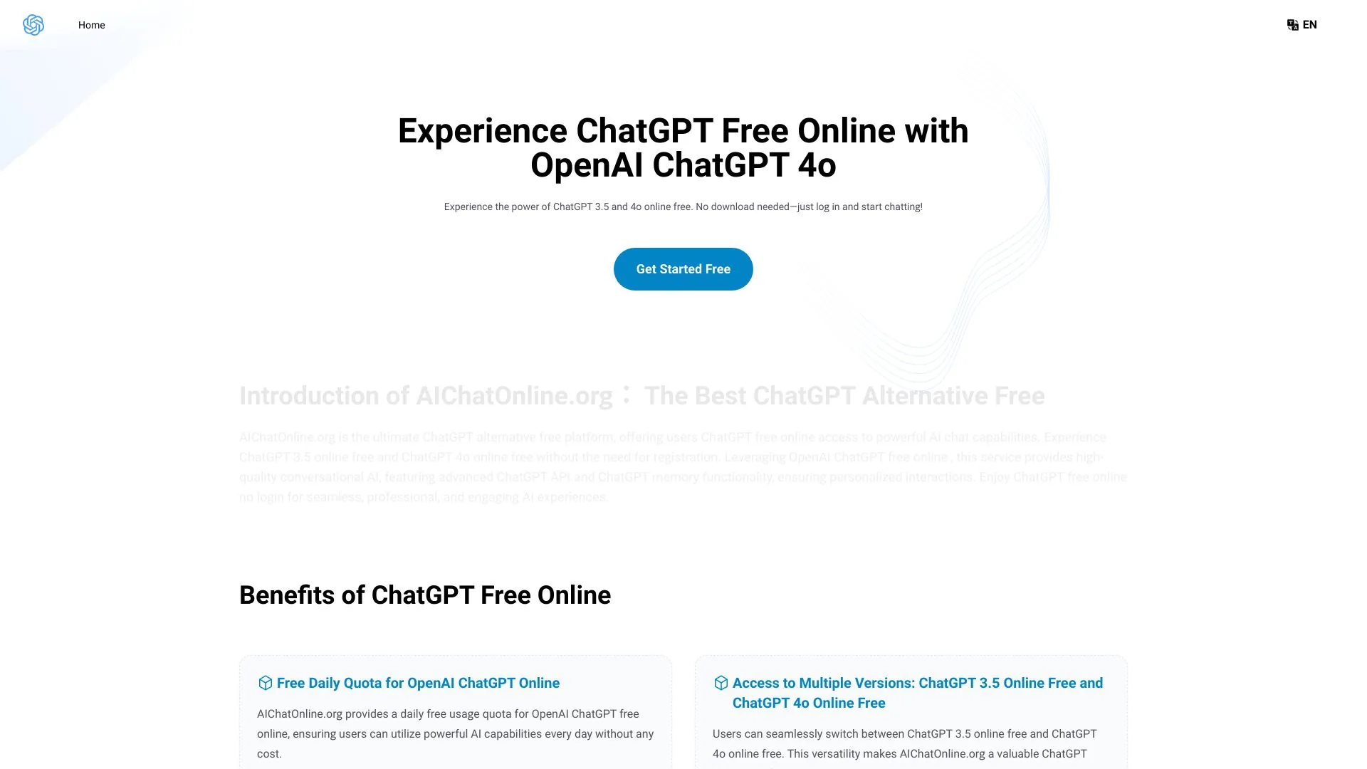 Experience ChatGPT Free Online with OpenAI ChatGPT 4o screenshot