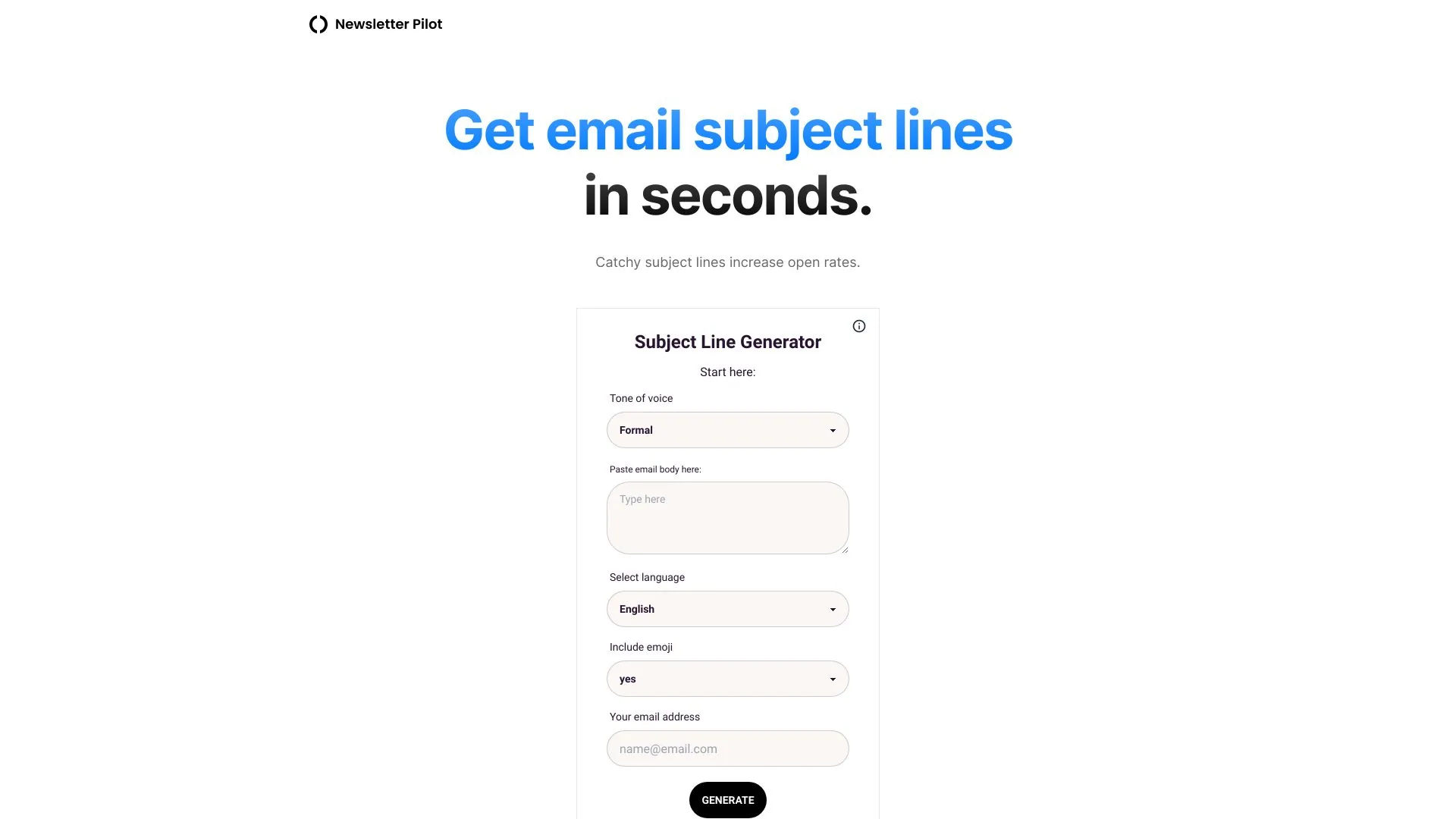 Subject Line Generator screenshot