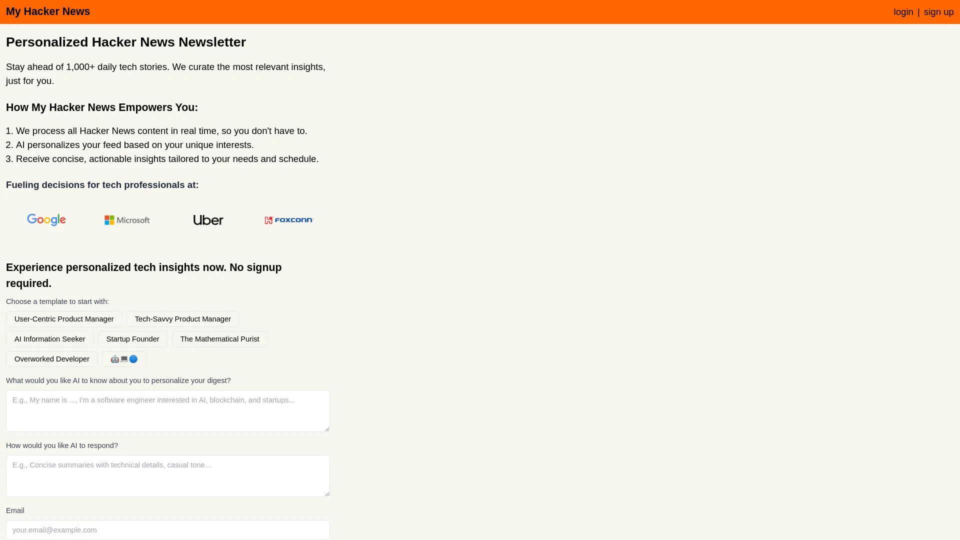 My Hacker News screenshot