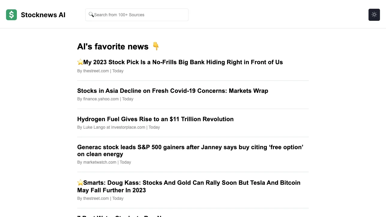 Stocknews AI screenshot