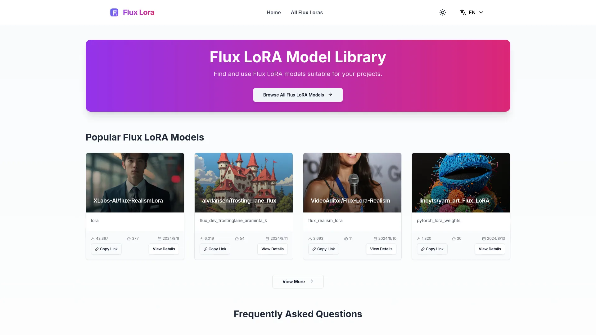 Flux LoRA Model Library screenshot