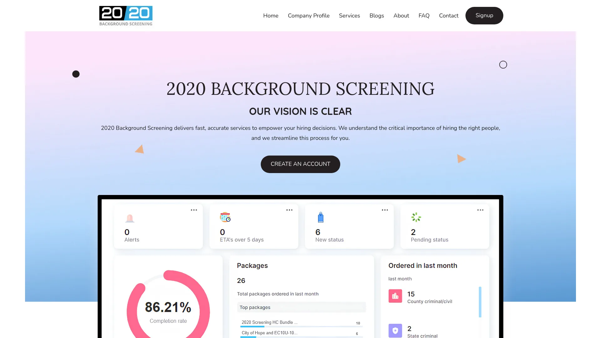 2020 Background Screening screenshot