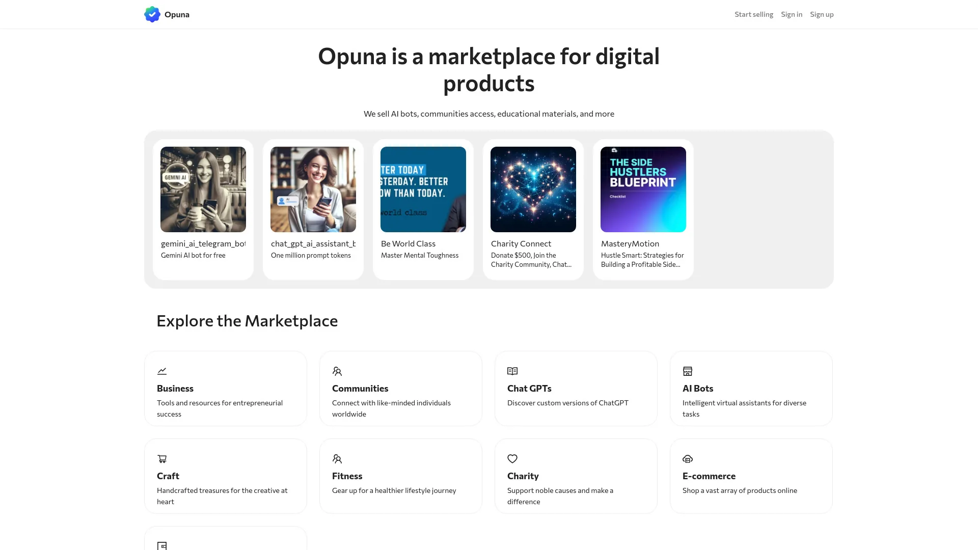 Opuna Marketplace screenshot