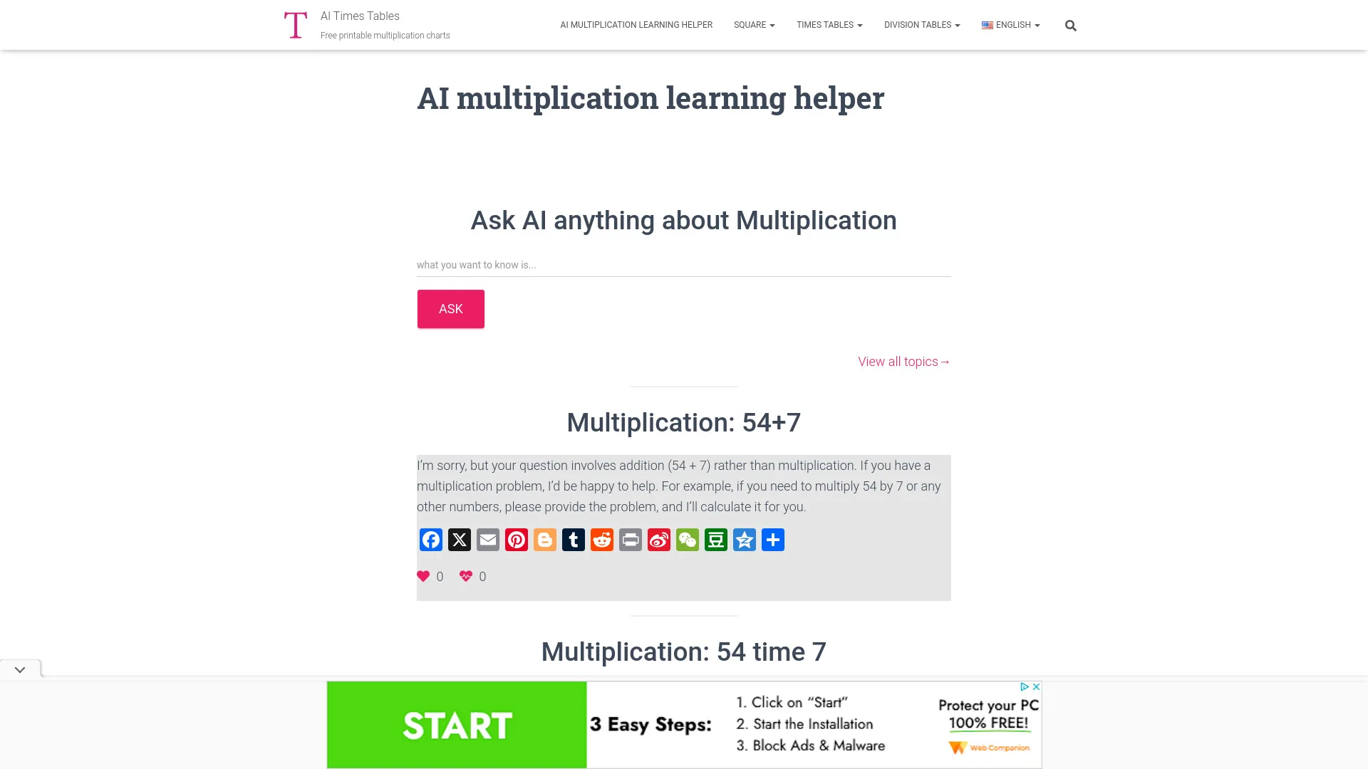 AI Multiplication Learning Helper screenshot