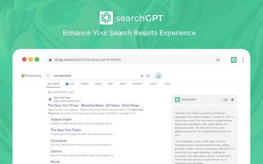SearchGPT for Chrome screenshot