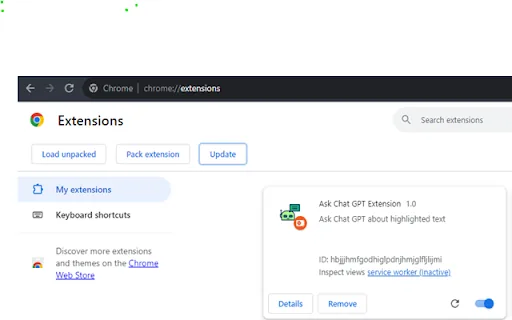 ChatGPT Chrome Extension screenshot