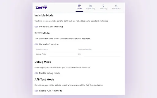 Zoovu Chrome Extension screenshot